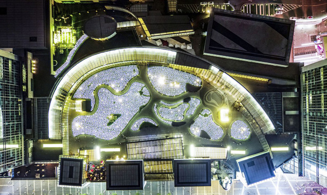 Choáng ngợp với khu vườn 25.000 đóa hồng bằng đèn LED trên mái nhà